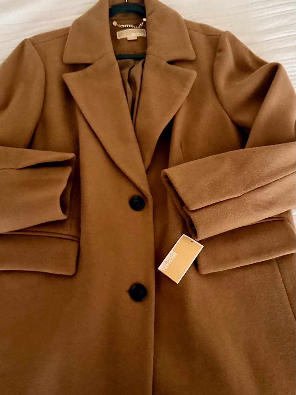 Michael Kors Camel Wool-Blend Pea Coat 1X
